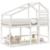 vidaXL Hochbett mit Leiter und Dach Wei&szlig; 90x190 cm Massivholz Kiefer