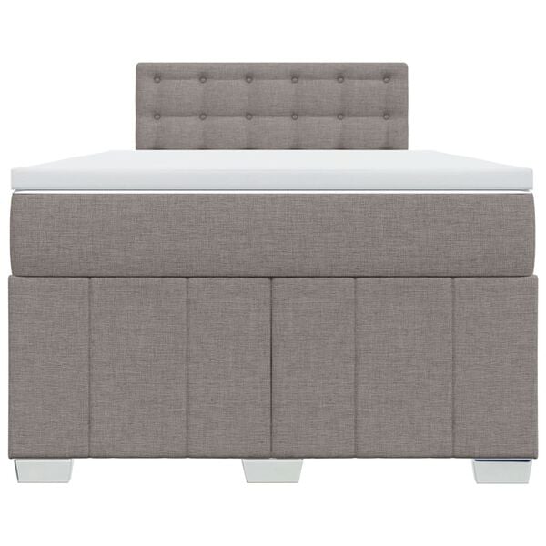 vidaXL Boxspringbett mit Matratze Taupe 120x190 cm Stoff
