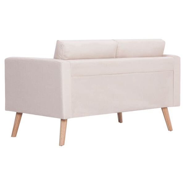 vidaXL 2-Sitzer-Sofa Stoff Cremeweiß