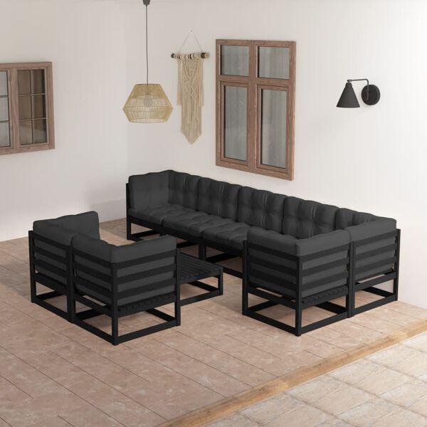 vidaXL 9-tlg. Garten-Lounge-Set mit Kissen Massivholz Kiefer