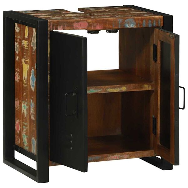 vidaXL Waschbeckenunterschrank Braun Massives upgecyceltes Holz