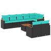 vidaXL 9-teiliges Gartensofa-Set mit Kissen, schwarzes Polyrattan