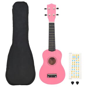 vidaXL Sopran-Ukulele-Set mit Tasche f&uuml;r Kinder Rosa 21