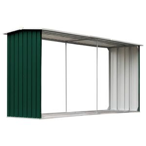 vidaXL Brennholzlager Verzinkter Stahl 330 x 92 x 153 cm Gr&uuml;n
