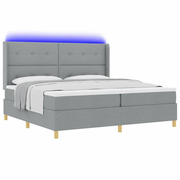 vidaXL Boxspringbett mit Matratze Hellgrau 140 x 200 cm Stoff