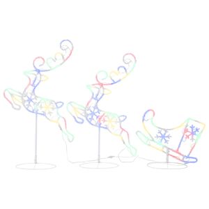 vidaXL Weihnachtsdeko LED Rentiere & Schlitten Acryl 260x21x87 cm Bunt