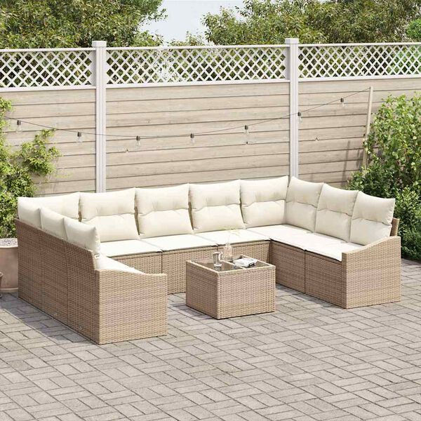 vidaXL Garten-Sofa-Set 10 pcs Beige Poly Rattan