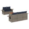vidaXL 6-teiliges Gartensofa-Set mit Kissen, grau, Polyrattan