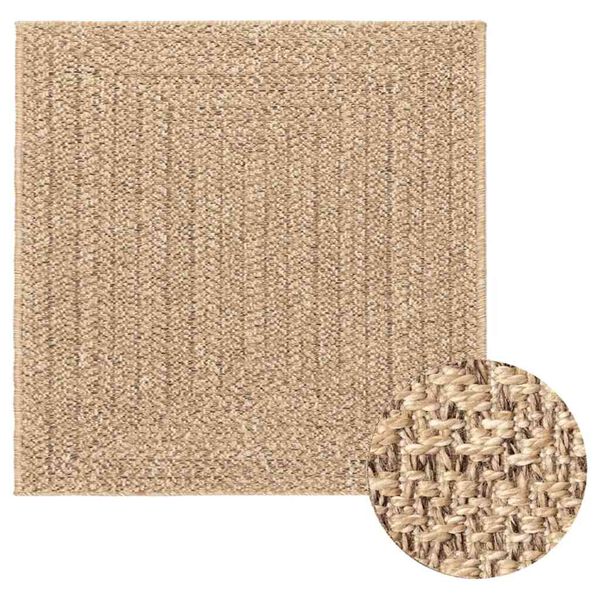 vidaXL Teppich ZIZUR Beige 240x240 cm Jute-Optik Indoor und Outdoor