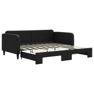 vidaXL Tagesbett Ausziehbar Schwarz 90x190 cm Stoff