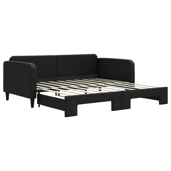 vidaXL Tagesbett Ausziehbar Schwarz 90x190 cm Stoff