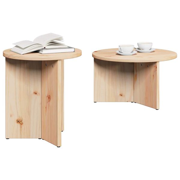 vidaXL Couchtisch 2 pcs Natur Massivholz Kiefer