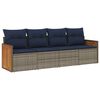 vidaXL 4-teiliges Gartensofa-Set mit Kissen, grau, Polyrattan