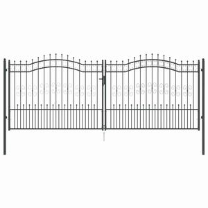 vidaXL Zauntor mit Speer-Top Kampen Grau 404 x 150 cm Stahl