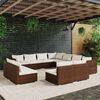 vidaXL 11-tlg. Garten-Lounge-Set mit Kissen Braun Poly Rattan