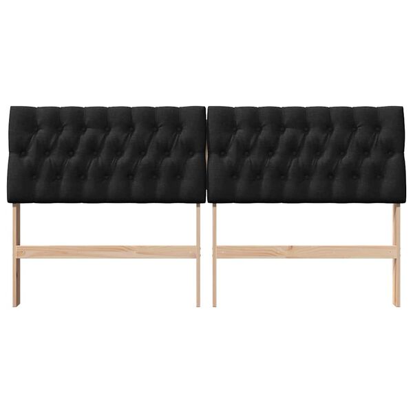 vidaXL Gepolstertes Kopfteil Schwarz 180 cm Massives Kiefernholz