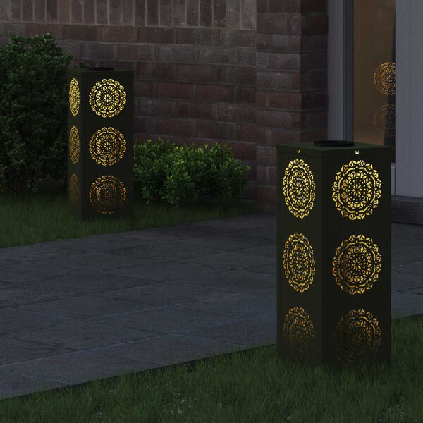 vidaXL Solar LED Weg Licht 2 pcs Olive Gr&uuml;n Kalt gewalzter Stahl