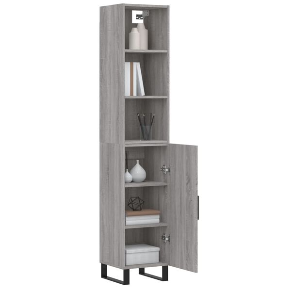 vidaXL Highboard Grau Sonoma 34,5x34x180 cm Holzwerkstoff