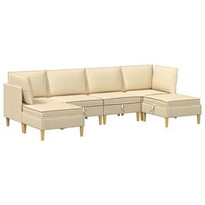 vidaXL Modular Sofa Set mit Stauraum 6 stk. Creme Stoff