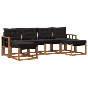 vidaXL Outdoor-Sofagarnitur mit Kissen 6 pcs Nat&uuml;rlich und Schwarz