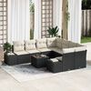 vidaXL Garten-Sofa-Set mit Kissen 9 pcs Schwarz und Creme Poly-Rattan