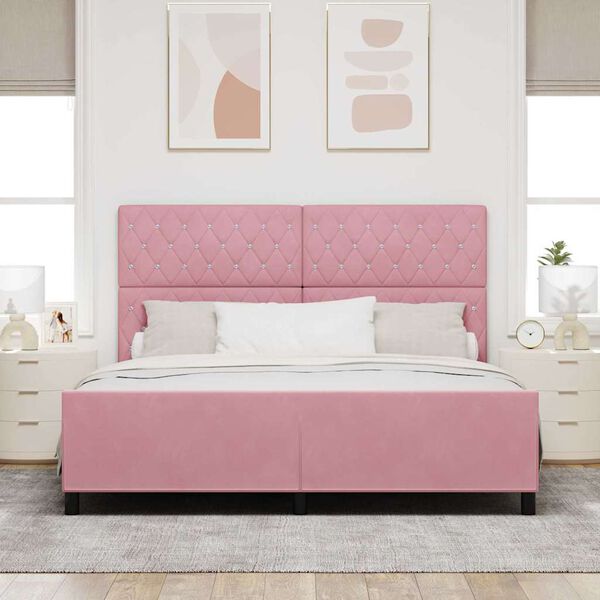 vidaXL Boxspringbett mit Kopfteil Rosa 180 x 200 cm Samt