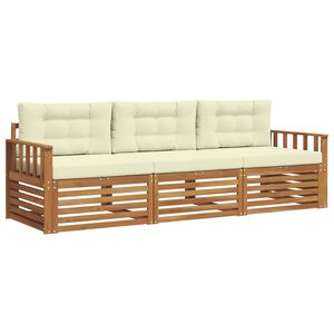 vidaXL Outdoor-Sofagarnitur 3 stk. Natur und Creme