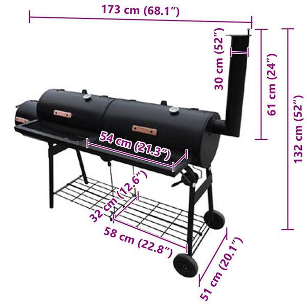 vidaXL Barbecue-Smoker Grill Nevada XL Schwarz