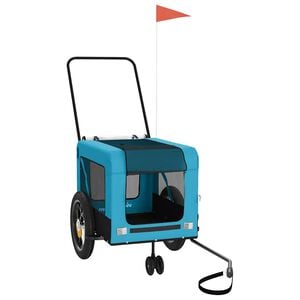 vidaXL Fahrradanh&auml;nger Hunde Blau und Schwarz Oxford-Gewebe & Eisen