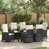 vidaXL Garten Essgruppe mit Kissen 7 pcs Schwarz Poly-Rattan