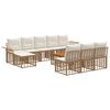 vidaXL Outdoor-Sofagarnitur 11 stk. 10-Sitzer Natur und Cremewei&szlig;