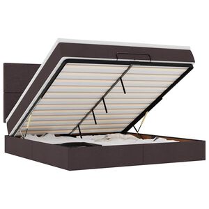 vidaXL Ottoman-Bett mit Matratzen & LEDs Dunkelbraun 200x200 cm Stoff