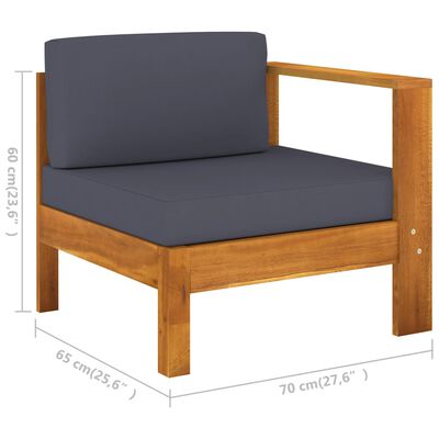vidaXL 3-Sitzer-Gartensofa mit Dunkelgrauen Auflagen Massivholz Akazie