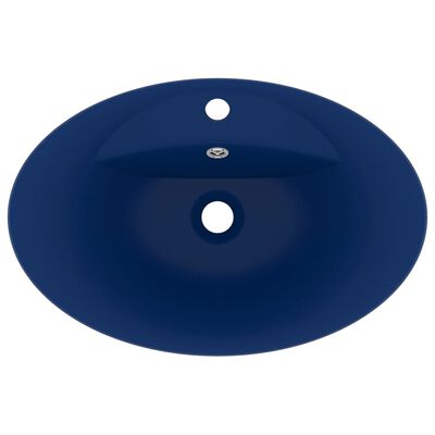 vidaXL Luxus-Waschbecken Überlauf Matt Dunkelblau 58,5x39cm Keramik