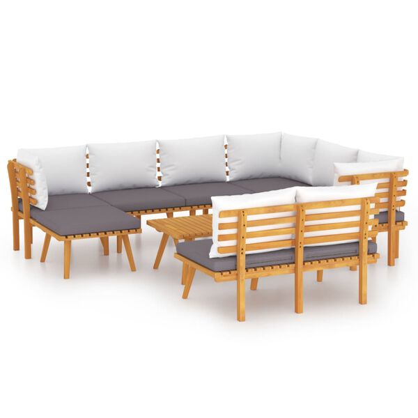 vidaXL 9-tlg. Garten-Lounge-Set mit Kissen Massivholz Akazie