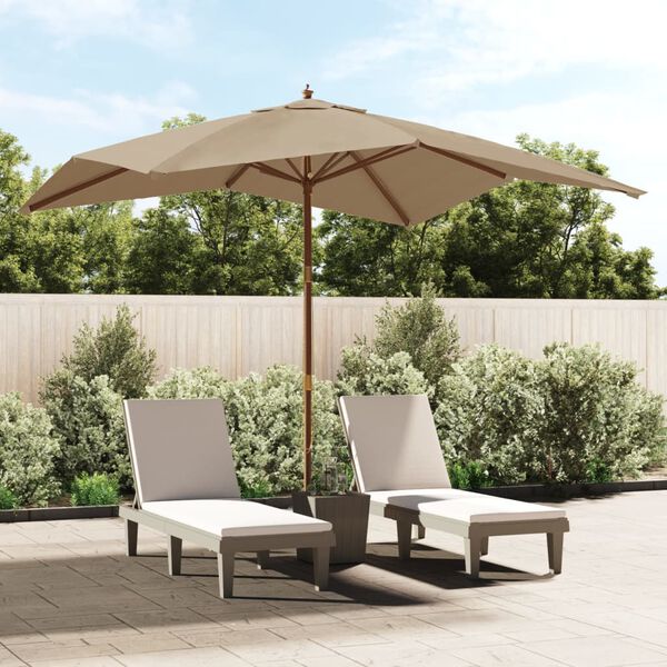 vidaXL Sonnenschirm mit Holzmast Taupe 300x300x273 cm