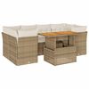 vidaXL 7-tlg. Garten-Sofagarnitur mit Kissen Beige Poly Rattan