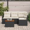 vidaXL Garten-Sofa-Set mit Kissen 5 pcs Schwarz Poly Rattan