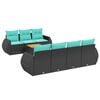 vidaXL 8-teiliges Gartensofa-Set mit Kissen, schwarzes Polyrattan