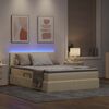 vidaXL Bett mit Stauraum und LED mit Matratze Creme 140 x 190 cm Stoff