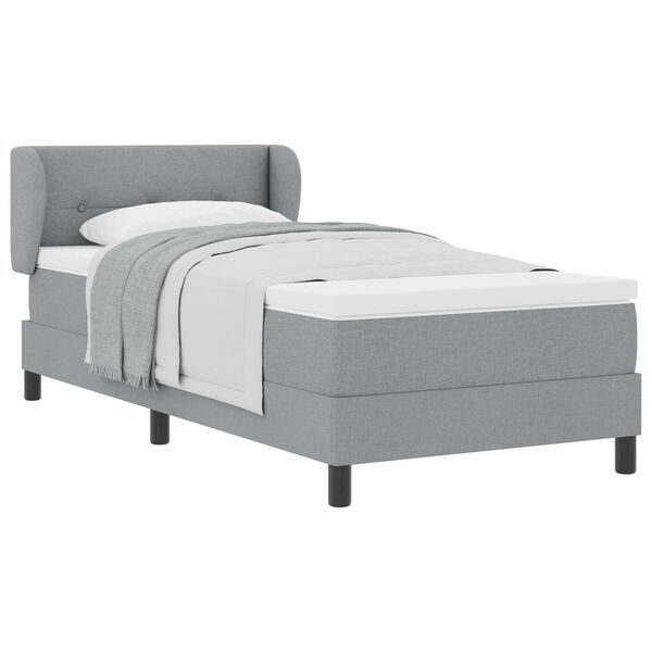 vidaXL Boxspringbett mit Matratze Hellgrau 100 x 200 cm Stoff