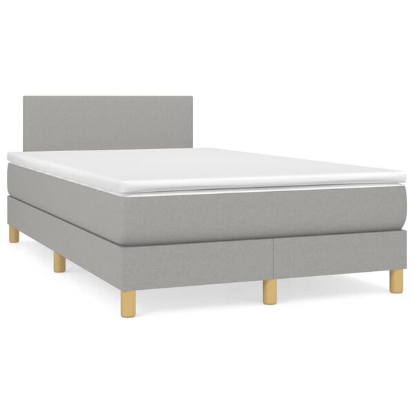 vidaXL Boxspringbett mit Matratze & LED Hellgrau 120x190 cm Stoff