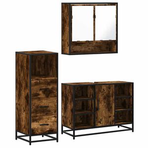 vidaXL 3-tlg. Badm&ouml;bel-Set R&auml;uchereiche Holzwerkstoff
