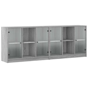 vidaXL B&uuml;cherschrank mit T&uuml;ren Grau Sonoma 204x37x75 cm Holzwerkstoff