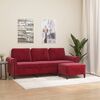 vidaXL 3-Sitzer-Sofa mit Hocker Weinrot 180 cm Samt