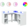 vidaXL LED-Schreibtisch Wei&szlig; 130x130x91 cm Holzwerkstoff