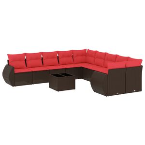 vidaXL 11-teiliges Gartensofa-Set mit Kissen, braun, Polyrattan
