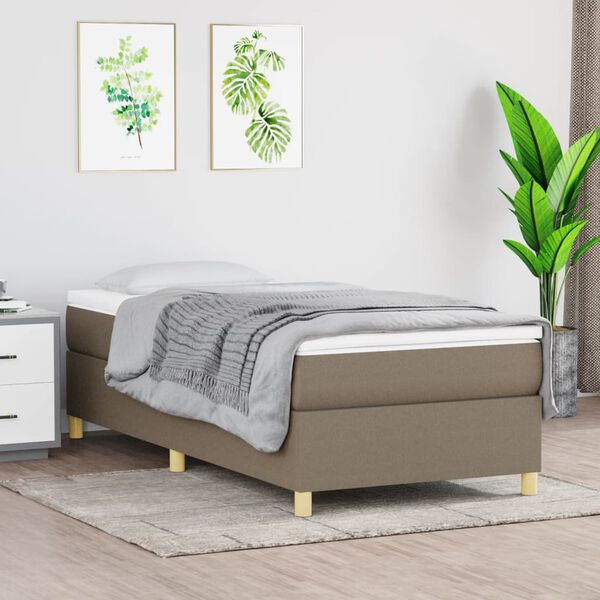 vidaXL Boxspringbett mit Matratze Taupe 80x200 cm Stoff