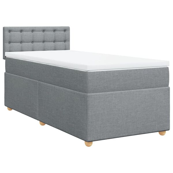 vidaXL Boxspringbett mit Matratze Hellgrau 100x200 cm Stoff