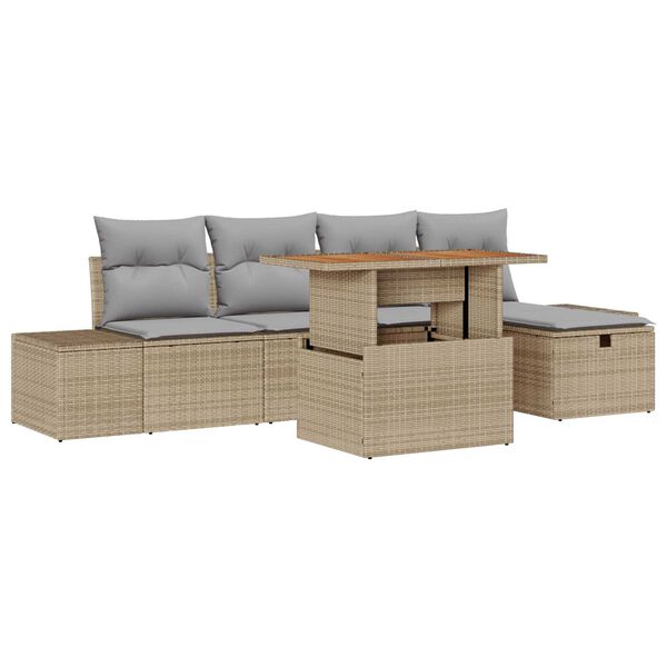 vidaXL Garten-Sofa-Set 6 pcs Beige Poly-Rattan